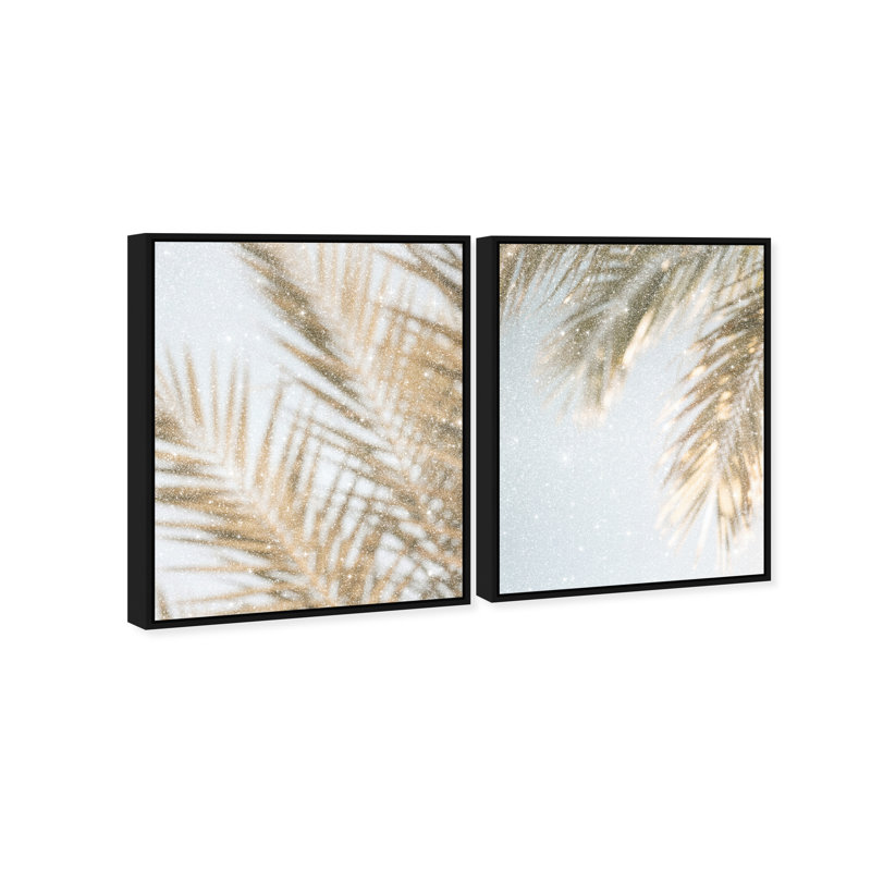 Palm Visions Set Floral & Botanical Canvas Print by Oliver Gal, Black Frame, 16 x 20, 37"H x 46"W, Black Floater Frame