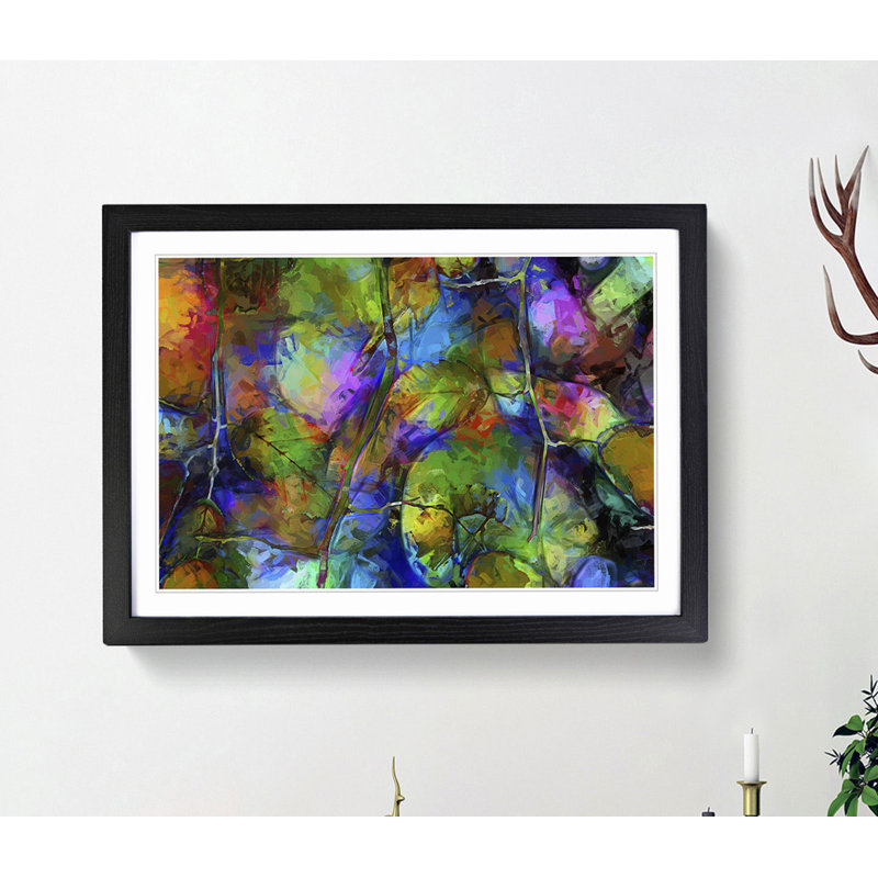 Rainbow Leaf Abstract in Abstract - Picture Frame Painting Print, Black, 60cm H x 91cm W x 2cm D