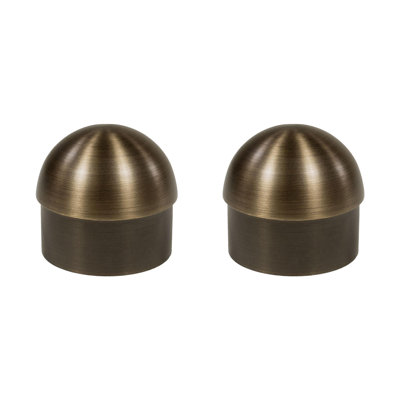Outwater Antique Brass Finish Solid Brass End Cap For 2" Diameter Rails | 2-PACK