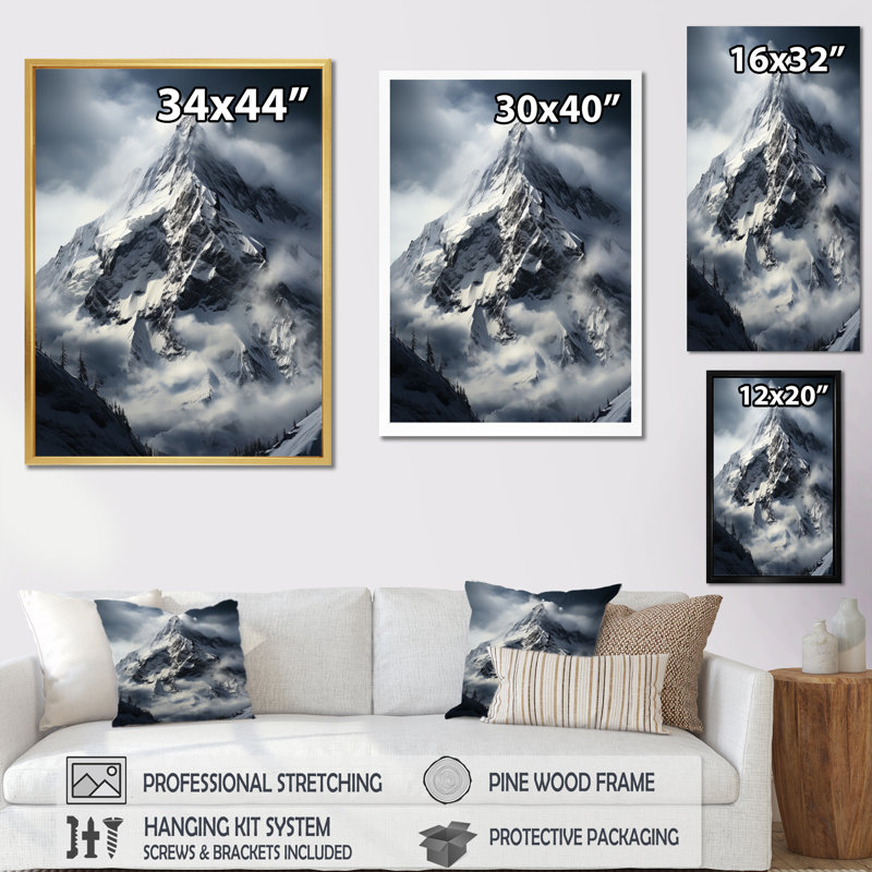 Ayano, Alaska, Misty Mountain Peak, Cadre noir, H 20 po x l 12 po x P 1 po