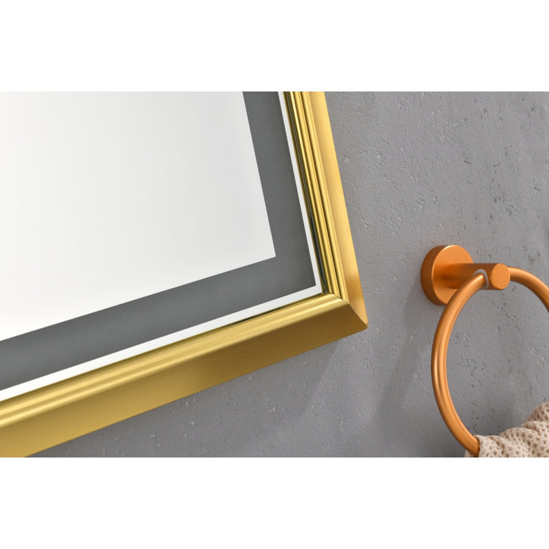 Miroir de salle de bain 72 po x 48 po à DEL avec cadre en aluminium, miroir de meuble-lavabo mural, anti-buée, mémoire, 3 couleurs, réglable en continu