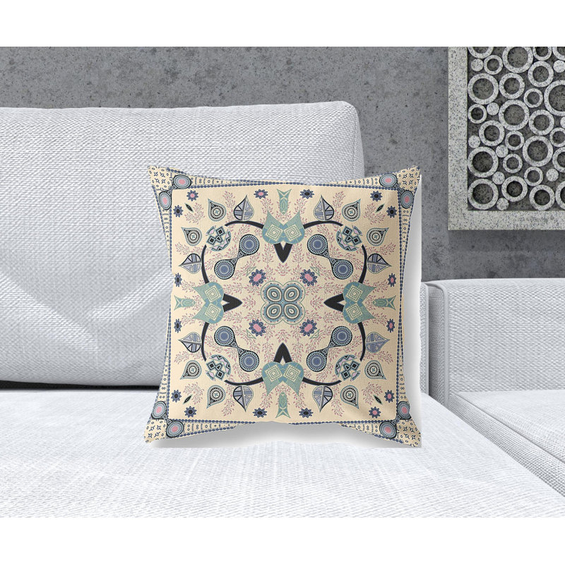 Coussin 18 po x 18 po, Beige/bleu