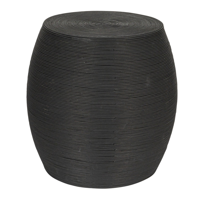 Marina Round Rattan Barrel Side Table, Black