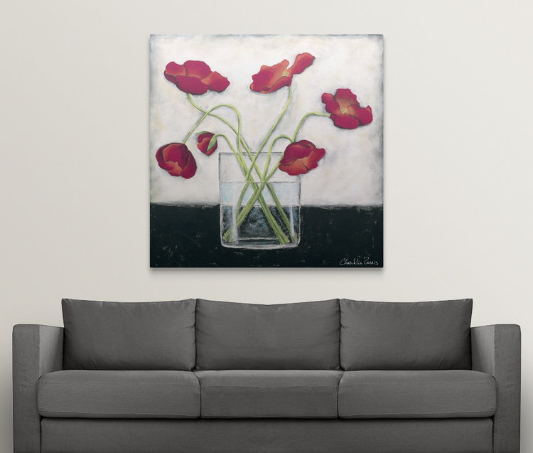 « printed i », chariklia zarris, reproduction d’art Modern Poppies, H 35 po x l 35 po x P 1,5 po, Toile
