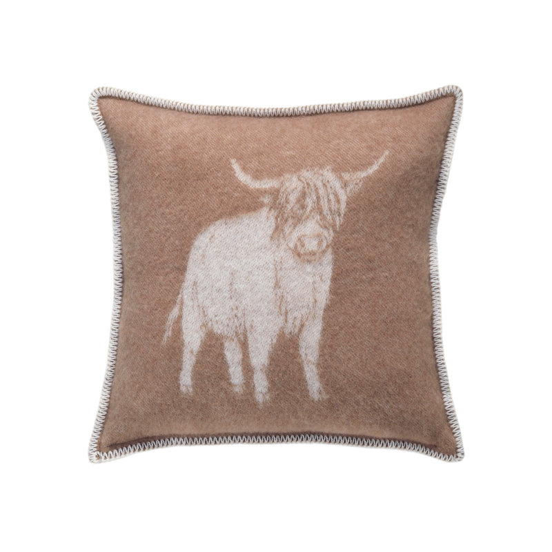 Highland Cow Wool Cushion Cover, Brown