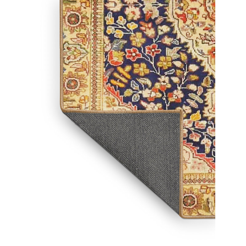 Tapis traditionnel beige / noir Girault, Rectangle 5 pi x 7 pi