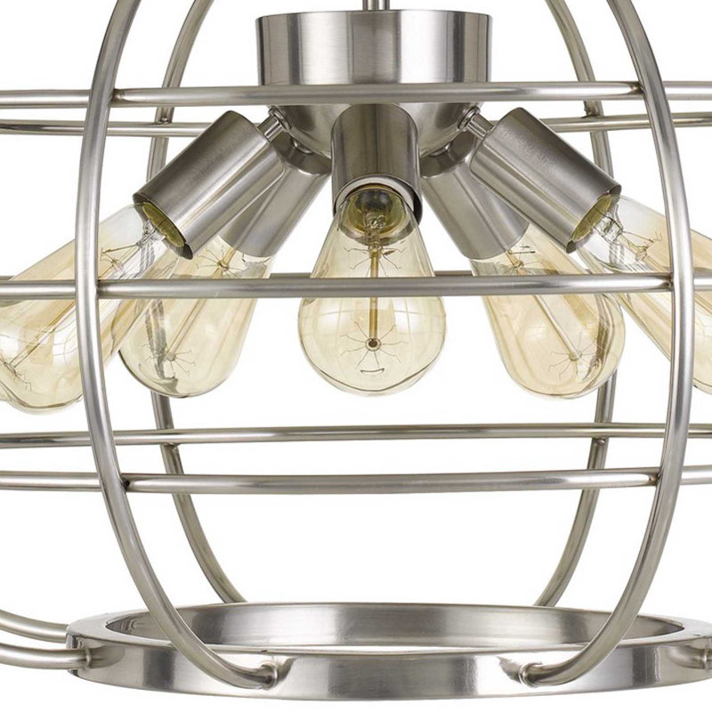 Lustre de globe terrestre unique 5 lumières avec accents de bois Doron