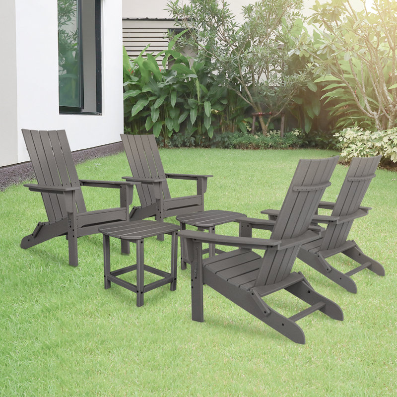 Ensemble de 4 chaises pliantes Durapatio Adirondack avec table, Gris