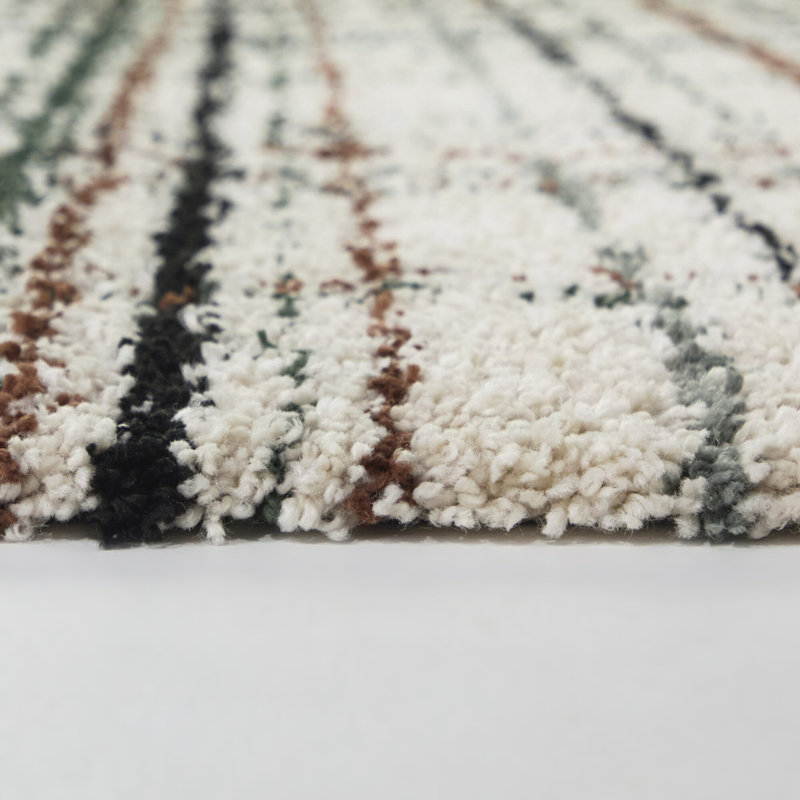 Tapis rayé crème à motif abstrait Circe, Rectangle 7 pi 10 po x 10 pi