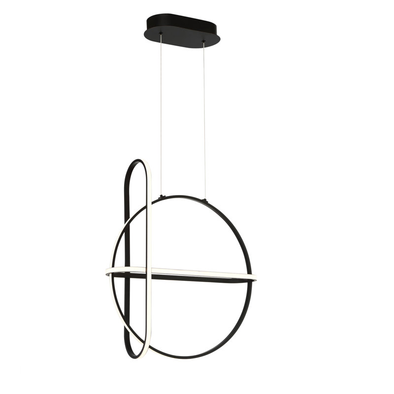 Lustre géométrique unique à 1 lumière DEL, Noir mat