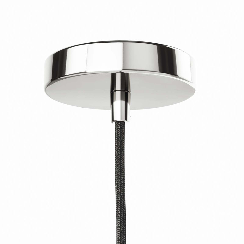 Luminaire suspendu Skylark en noir transparent, Nickel poli