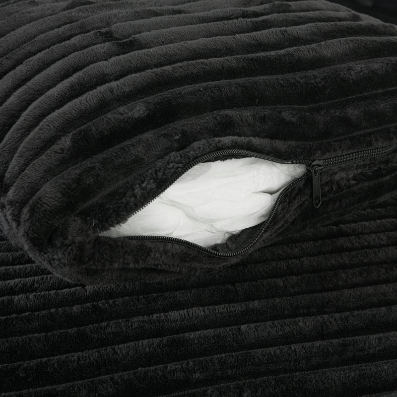 Chaise longue entièrement compressée avec coussins amovibles pour le salon, Noir