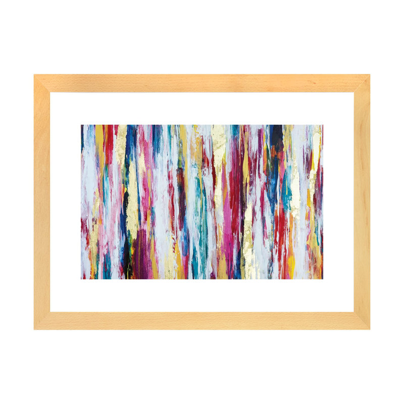 Pensées pleines de couleurs par Nikki Chauhan, H 16 po x l 24 po x P 1 po, Papier encadré de bois naturel