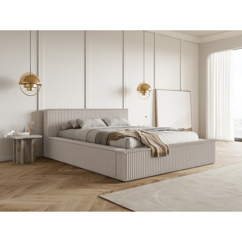 Roshan Upholstered Bed, Brown / Grey, 140 x 200cm