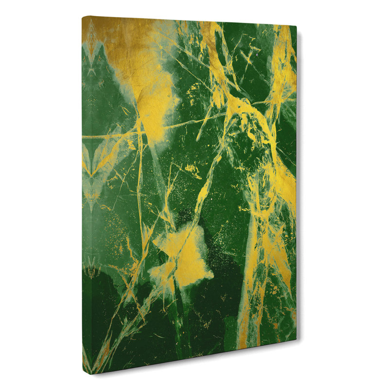 Golden Cracks - Wrapped Canvas Print, 91cm H x 60cm W x 3cm D
