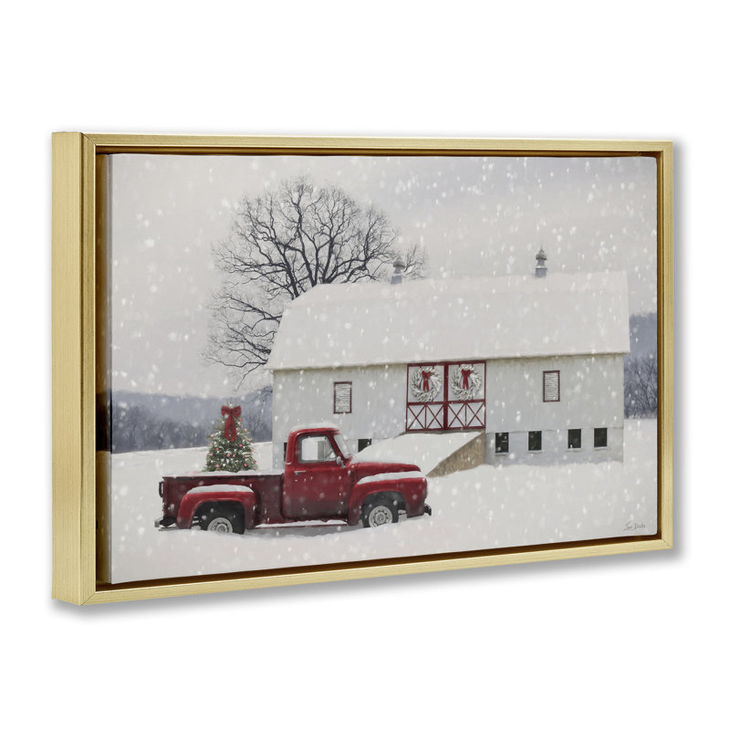 «Snowy Farmhouse on Christmas», art mural sur toile flottante, design par Lori Deiter, H 17 po x l 25 po