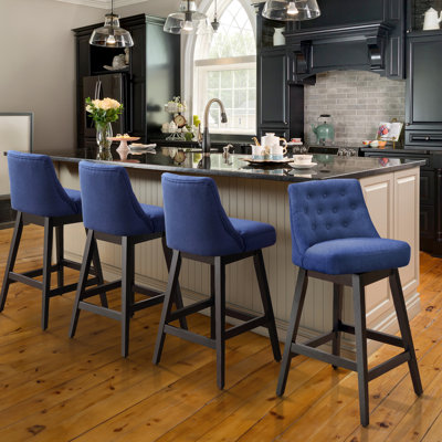 Swivel Upholstered Counter Stool with Solid Wood Frame