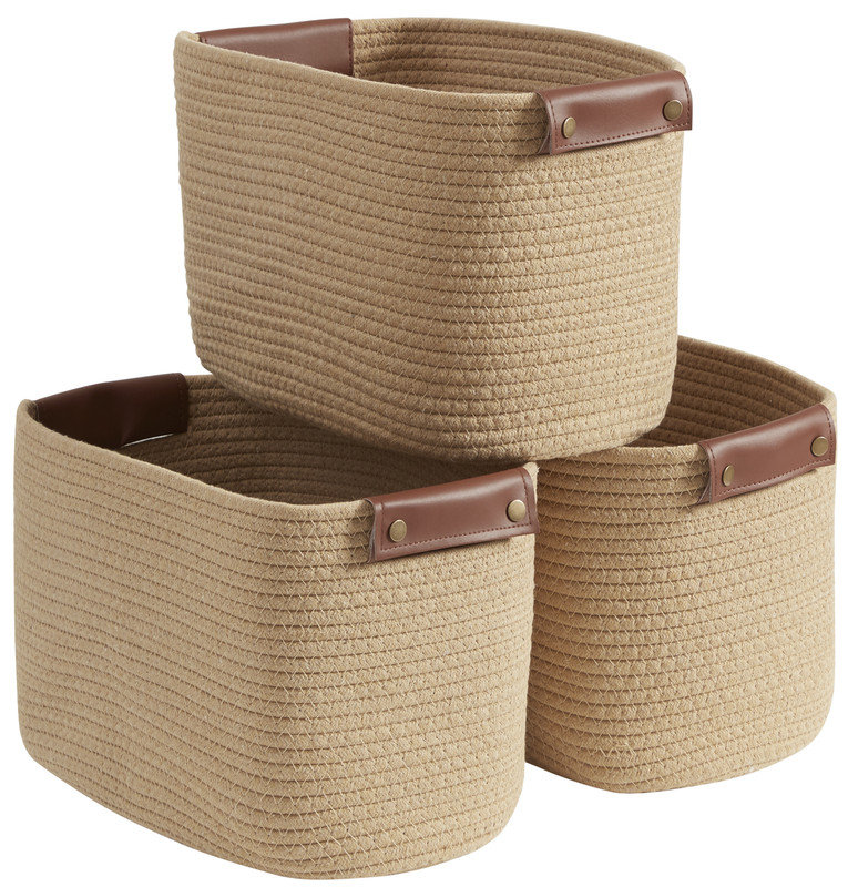 Ensemble de paniers en tissu, Brun