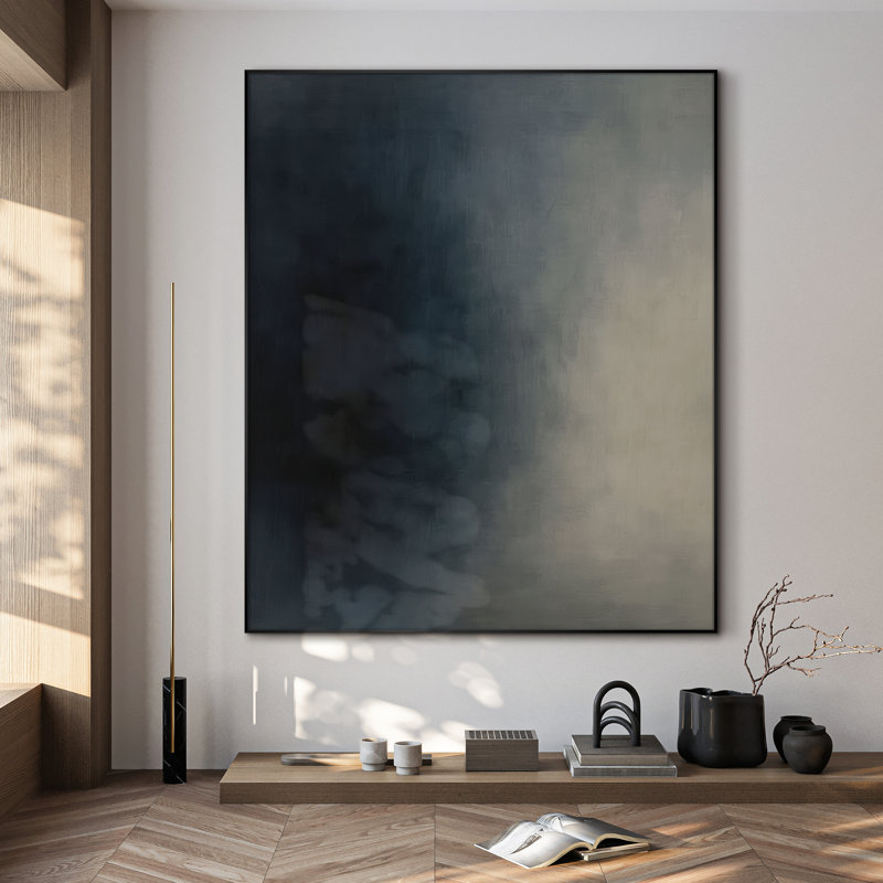 Très grande reproduction d'art sur tissu mural - Moody Blue and Beige, H 72 po x l 60 po