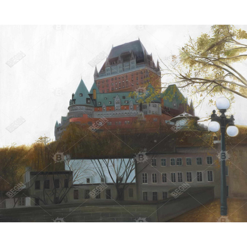 Le château de frontenac en automne - décor de toile hyperréaliste