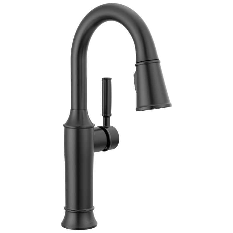 Renaldi Pull Down Sprayer Bar Faucet, Single Handle Prep Sink Faucet, Matte Black