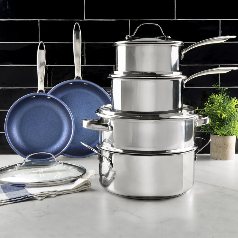 Batterie de cuisine en acier inoxydable bleu Granitestone