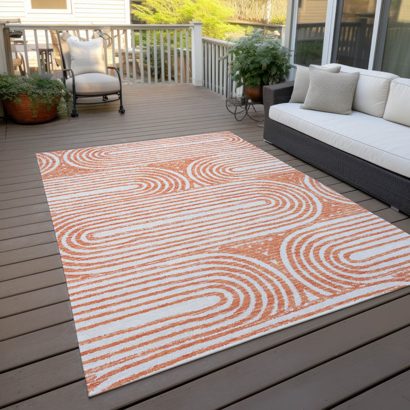 Kinslee Flatweave Washable Geometric Indoor / Outdoor Rug, Rectangle 8' x 10'