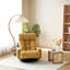 Chaise réglable en jaune, rotative à 360 degrés, structure en métal avec siège souple à plateforme pivotante jaune, rembourrage en tissu de siège