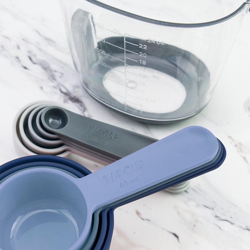 Tovolo Tovolo 10-Pieces Plastic Measuring Cup Set, Gray/Blue/Clear