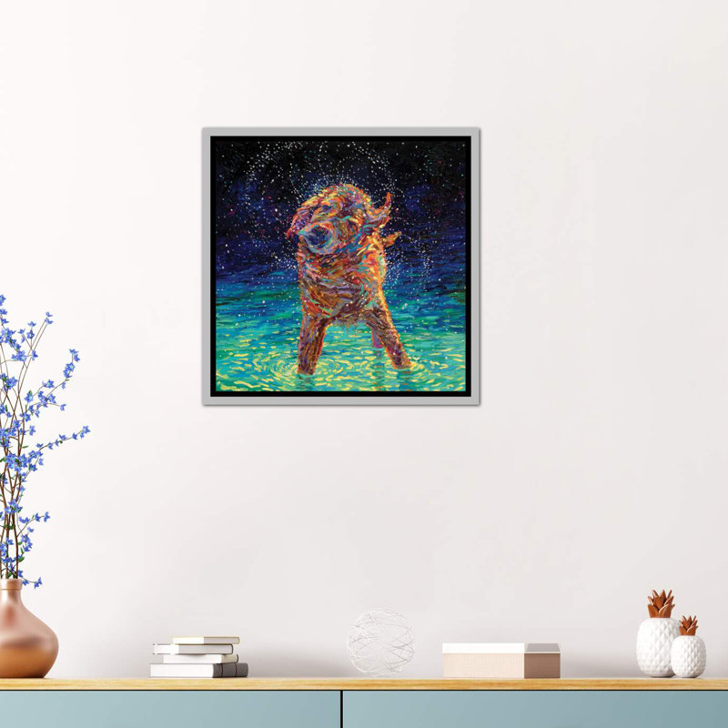 « moonlight nage » par iris scott, reproduction d’impression, H 37 po x l 37 po x P 1,5 po, Toile avec cadre argenté