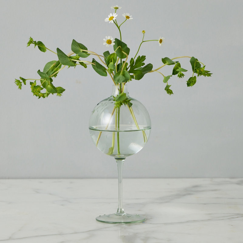 Wine Glass Vase - 3"L x 3"W x 7.5"H - Clear, 4"L x 4"W x 8.75"H, Sage