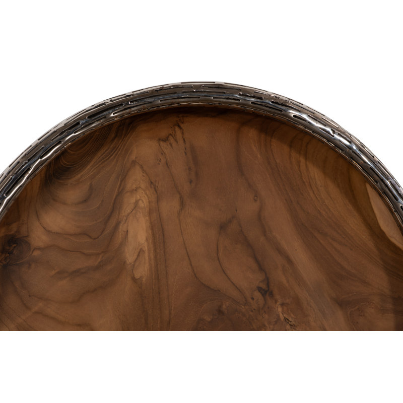 Teak Wood Bowl Wall Art, Metallurgy Edge, 16" H x 16" W x 2" D