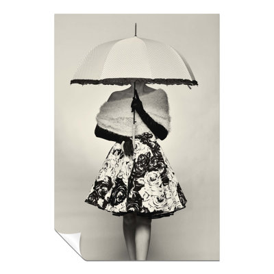 Woman Hiding In Umbrella Artistic - No Frame Print