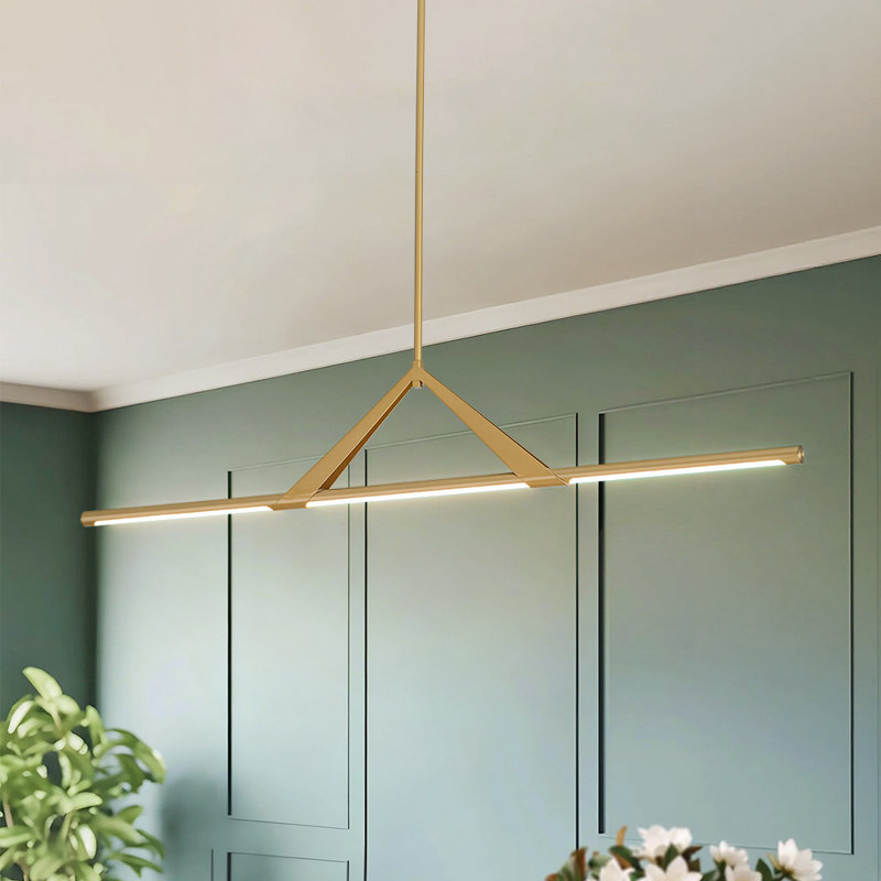 Minimalist Gold Strip Dimmable LED Linear Pendant
