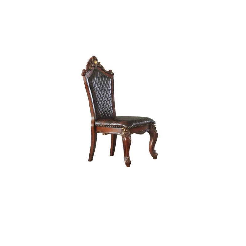 Chaise d'appoint (lot de 2), finition en cuir synthétique et chêne miel