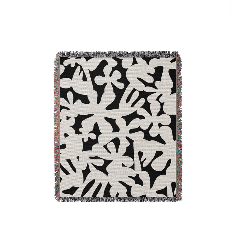 Jeté en coton Sheri, Noir, 60 x 60