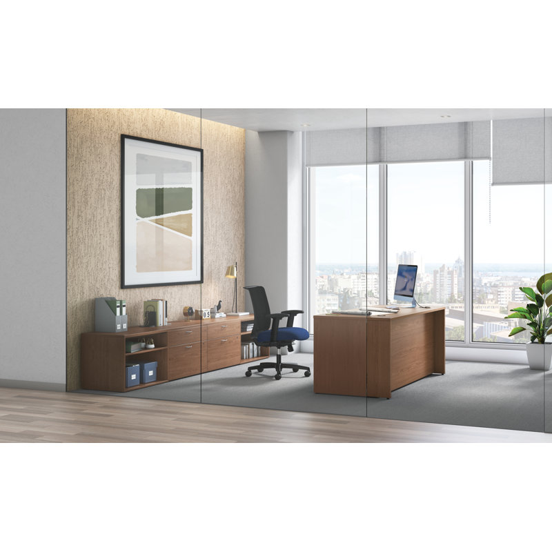 HON MOD Double Pedestal Desk, Sepia Walnut, 29"H x 72" W x 30" D