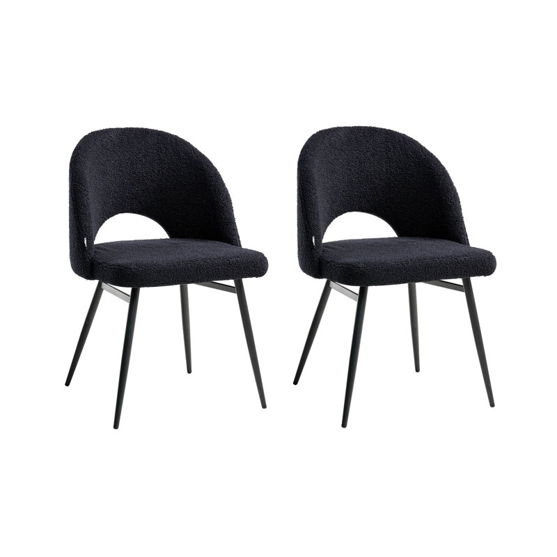 46cm H Boucle Upholstered Upholstered Back Side Chair in Black