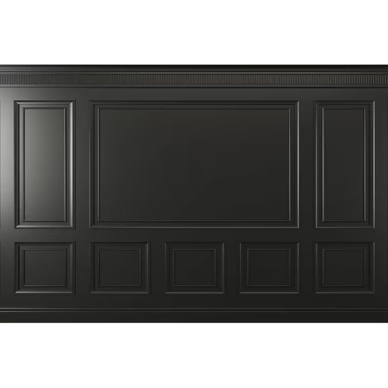 Panneau mural noir mat classique - Design intérieur élégant en lambris, L 108 po x l 160 po