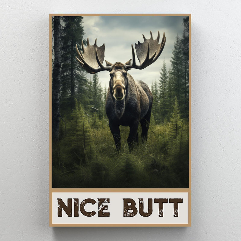 Moose Nice Butt On Canvas Print, H 14 po x l 11 po x P 1,25 po