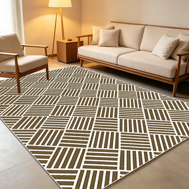 Modern geometric style carpet, washable carpet, suitable for living room, bedroom, kitchen and entrance, soft low-pile floor mat, minimalist abstract design