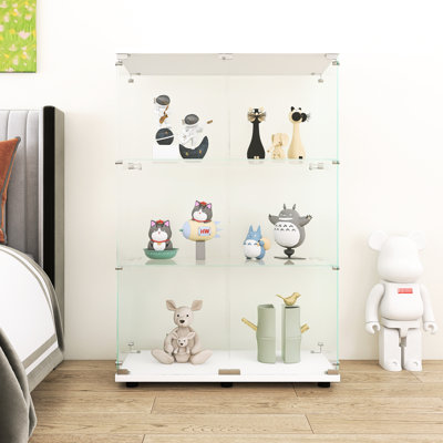 Vitrine 49,3 po x 31,7 po x 14,3 po à deux portes avec tablettes, blanc - supporte des objets lourds comme des bijoux, sacs, chaussures, figurines, photos, livres pour le salon