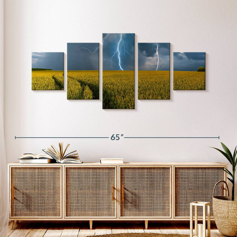 Orage champ de blé, H 24 po x l 55 po