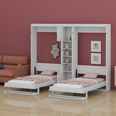 Dual Murphy Beds With Cabinets And Shelves