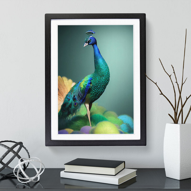 Amazing Peacock - Single Picture Frame Print, Black Framed, 34cm H x 25cm W x 2cm D