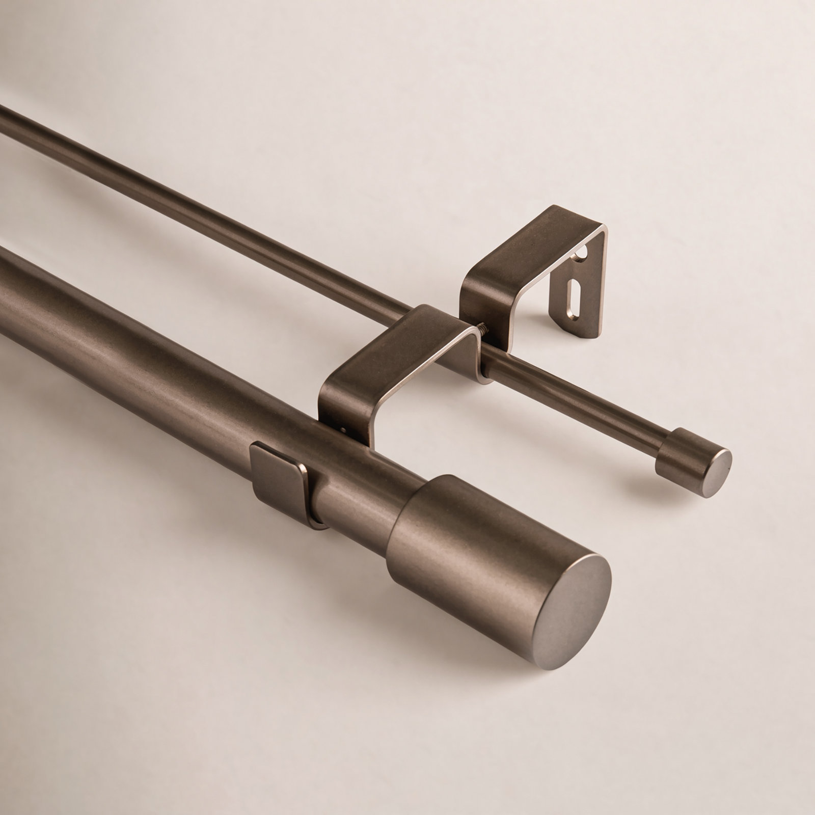 Totham Double Curtain Rod, 66" - 120", Bronze