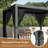 10 x 13 TF Outdoor Louvered Pergola with Curtain