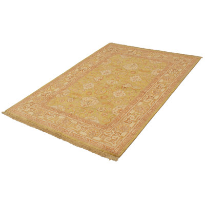 Tapis en laine 6 pi 1 po x 9 pi "one-of-kind" à la main noué la 2010 ushak olive/brun clair Laughton