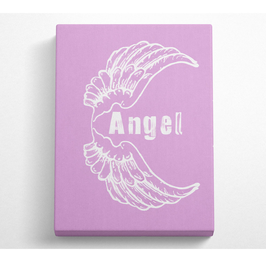 Angel Wings 3 Pink - Wrapped Canvas Typography