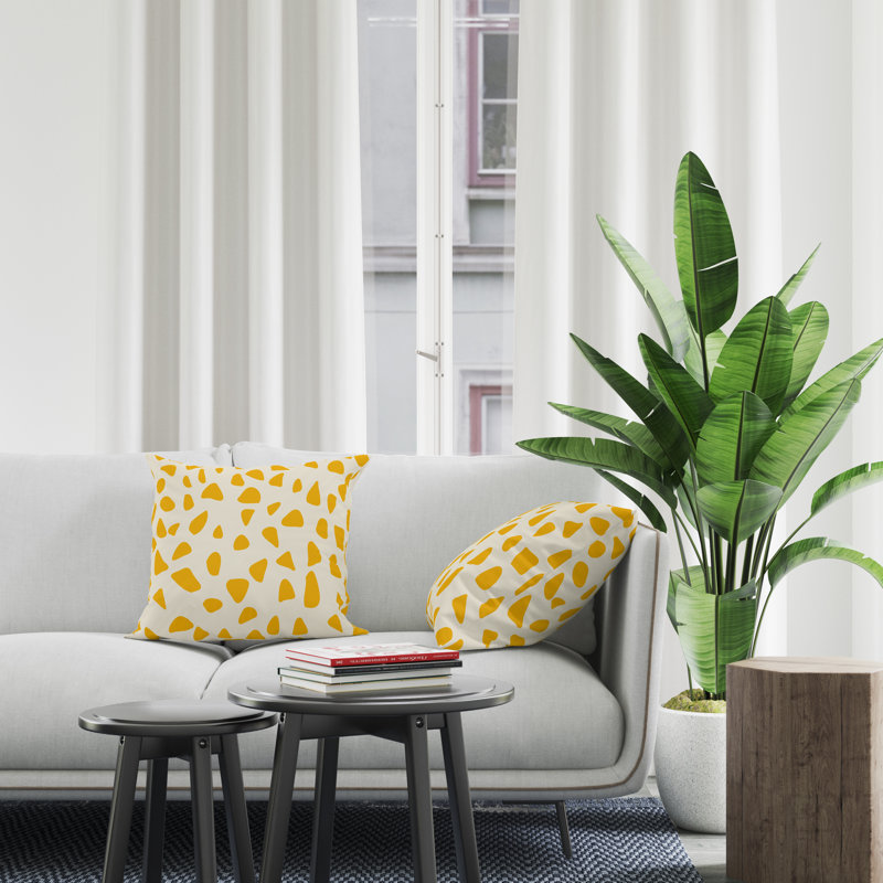Jeté carré en polyester intérieur / extérieur, L 19 po x H 19 po, Jaune